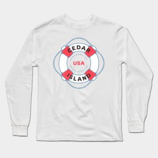 Cedar Island, NC Summertime Vacation Life Preserver Long Sleeve T-Shirt